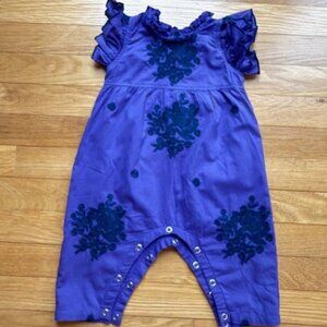 Pink Chicken, Dark Purple Baby Girl Romper
